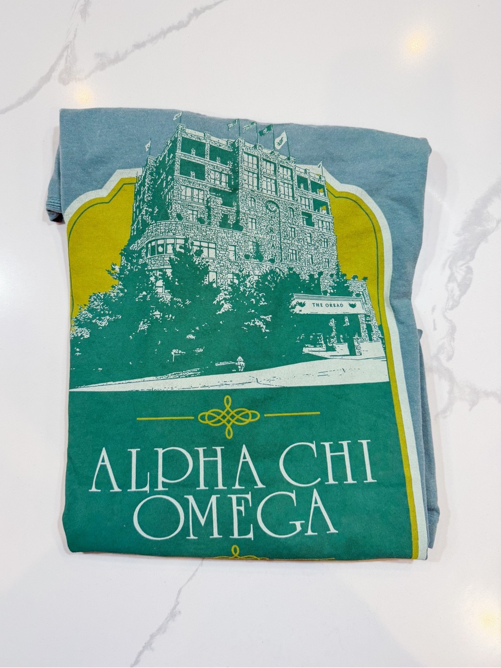 Graphic Tee in Teal and Yellow